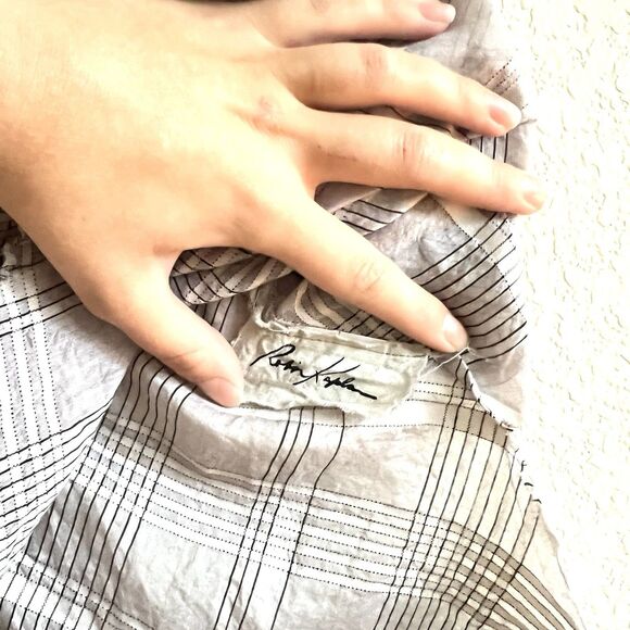 Robin Kaplan Silk Cotton Blend Textured Lagenlook Raw Hem Bias Cut Tank Top Sz 2 - Picture 3 of 9